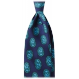 Viola Milano - Cravatta in Seta  on Motivo Fantasy Paisley e Ricamo - Navy - Handmade in Italy - Luxury Exclusive Collection