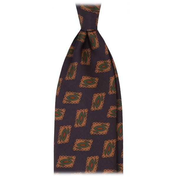 Viola Milano - Fantasy Pattern Untipped Vintage Silk Tie - Navy Mix - Handmade in Italy - Luxury Exclusive Collection