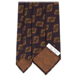 Viola Milano - Fantasy Pattern Untipped Vintage Silk Tie - Navy Mix - Handmade in Italy - Luxury Exclusive Collection