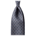 Viola Milano - Cravatta in Seta a 3 Pieghe con Motivo Floreale - Grigio - Handmade in Italy - Luxury Exclusive Collection