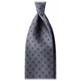 Viola Milano - Cravatta in Seta a 3 Pieghe con Motivo Floreale - Grigio - Handmade in Italy - Luxury Exclusive Collection