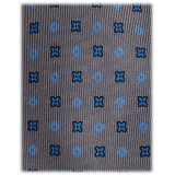 Viola Milano - Floral 3-Fold Selftip Silk Tie - Grey - Handmade in Italy - Luxury Exclusive Collection