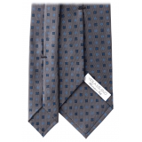 Viola Milano - Floral 3-Fold Selftip Silk Tie - Grey - Handmade in Italy - Luxury Exclusive Collection