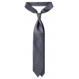 Viola Milano - Cravatta in Seta a 3 Pieghe con Motivo Floreale - Grigio - Handmade in Italy - Luxury Exclusive Collection