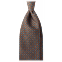 Viola Milano - Floral Pattern Handprinted Selftipped Silk Tie - Bronze - Handmade in Italy - Luxury Exclusive Collection
