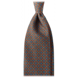 Viola Milano - Floral Pattern Handprinted Selftipped Silk Tie - Bronze - Handmade in Italy - Luxury Exclusive Collection