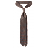 Viola Milano - Floral Pattern Handprinted Selftipped Silk Tie - Bronze - Handmade in Italy - Luxury Exclusive Collection