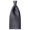 Viola Milano - Floral Pattern Handprinted Selftipped Silk Tie - Grey - Handmade in Italy - Luxury Exclusive Collection