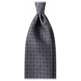 Viola Milano - Floral Pattern Handprinted Selftipped Silk Tie - Grey - Handmade in Italy - Luxury Exclusive Collection