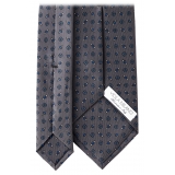Viola Milano - Cravatta in Seta con Motivo Floreale Stampata a Mano - Grigio - Handmade in Italy - Luxury Exclusive Collection