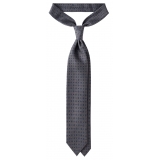 Viola Milano - Cravatta in Seta con Motivo Floreale Stampata a Mano - Grigio - Handmade in Italy - Luxury Exclusive Collection