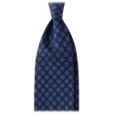 Viola Milano - Cravatta in Seta con Motivo Floreale Stampata a Mano - Navy/Blu - Handmade in Italy - Luxury Exclusive Collection