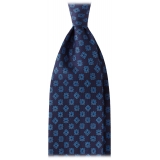 Viola Milano - Cravatta in Seta con Motivo Floreale Stampata a Mano - Navy/Blu - Handmade in Italy - Luxury Exclusive Collection