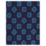 Viola Milano - Cravatta in Seta con Motivo Floreale Stampata a Mano - Navy/Blu - Handmade in Italy - Luxury Exclusive Collection