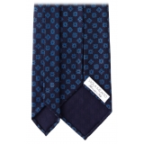 Viola Milano - Cravatta in Seta con Motivo Floreale Stampata a Mano - Navy/Blu - Handmade in Italy - Luxury Exclusive Collection