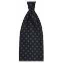 Viola Milano - Floral Pattern Printed Italian Wool Tie - Navy/Grey - Handmade in Italy - Luxury Exclusive Collection
