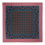 Viola Milano - Floral Pattern Printed Silk Pocket Square - Green - Handmade in Italy - Luxury Exclusive Collection