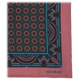 Viola Milano - Floral Pattern Printed Silk Pocket Square - Green - Handmade in Italy - Luxury Exclusive Collection