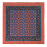 Viola Milano - Floral Pattern Printed Silk Pocket Square - Rose - Handmade in Italy - Luxury Exclusive Collection