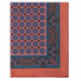 Viola Milano - Floral Pattern Printed Silk Pocket Square - Rose - Handmade in Italy - Luxury Exclusive Collection