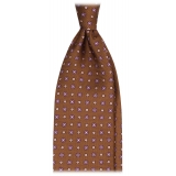 Viola Milano - Floral Pattern Selftipped Italian Silk Tie - Rust Mix - Handmade in Italy - Luxury Exclusive Collection
