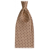 Viola Milano - Floral Pattern Selftipped Italian Silk Tie - Yellow - Handmade in Italy - Luxury Exclusive Collection
