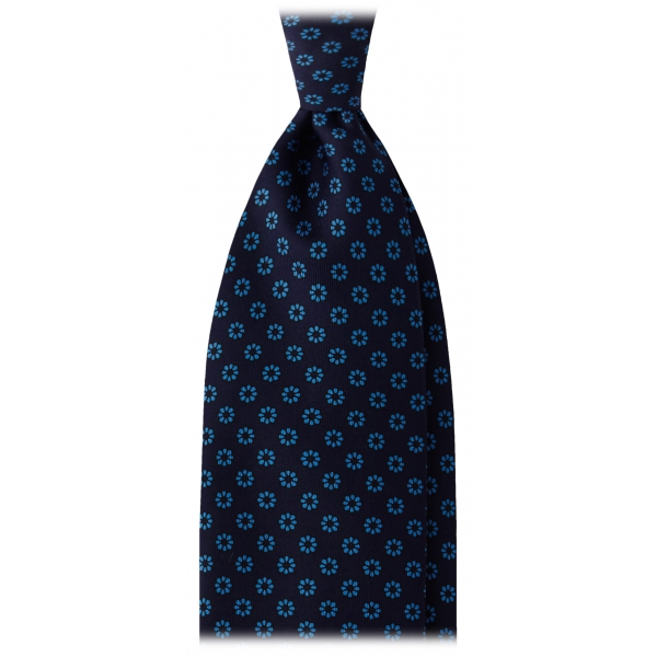 Viola Milano - Cravatta in Seta con Motivo Floreale - Blu Navy - Handmade in Italy - Luxury Exclusive Collection