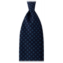 Viola Milano - Cravatta in Seta con Motivo Floreale - Blu Navy - Handmade in Italy - Luxury Exclusive Collection