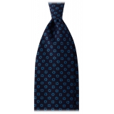 Viola Milano - Cravatta in Seta con Motivo Floreale - Blu Navy - Handmade in Italy - Luxury Exclusive Collection