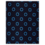 Viola Milano - Cravatta in Seta con Motivo Floreale - Blu Navy - Handmade in Italy - Luxury Exclusive Collection