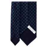Viola Milano - Cravatta in Seta con Motivo Floreale - Blu Navy - Handmade in Italy - Luxury Exclusive Collection