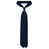 Viola Milano - Floral Pattern Selftipped Silk Tie - Navy Blue - Handmade in Italy - Luxury Exclusive Collection