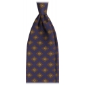 Viola Milano - Cravatta in Seta Italiana Motivo Floreale - Blu Navy/Marrone - Handmade in Italy - Luxury Exclusive Collection