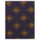 Viola Milano - Cravatta in Seta Italiana Motivo Floreale - Blu Navy/Marrone - Handmade in Italy - Luxury Exclusive Collection