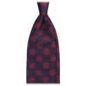 Viola Milano - Floral Vintage Handrolled Woven Silk Tie - Navy/Wine - Handmade in Italy - Luxury Exclusive Collection
