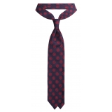 Viola Milano - Floral Vintage Handrolled Woven Silk Tie - Navy/Wine - Handmade in Italy - Luxury Exclusive Collection