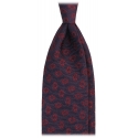 Viola Milano - Floral Vintage Handrolled Woven Silk Tie - Navy/Wine - Handmade in Italy - Luxury Exclusive Collection