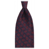 Viola Milano - Floral Vintage Handrolled Woven Silk Tie - Navy/Wine - Handmade in Italy - Luxury Exclusive Collection