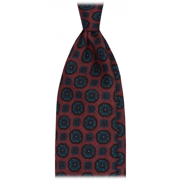 Viola Milano - Flower Printed Italian Wool Tie - Rose - Handmade in Italy - Luxury Exclusive Collection