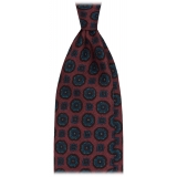 Viola Milano - Flower Printed Italian Wool Tie - Rose - Handmade in Italy - Luxury Exclusive Collection