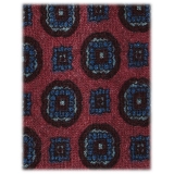 Viola Milano - Flower Printed Italian Wool Tie - Rose - Handmade in Italy - Luxury Exclusive Collection