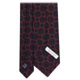 Viola Milano - Flower Printed Italian Wool Tie - Rose - Handmade in Italy - Luxury Exclusive Collection