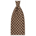 Viola Milano - Cube Pattern Printed Italian Wool Tie - Sand - Handmade in Italy - Luxury Exclusive Collection