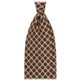 Viola Milano - Cube Pattern Printed Italian Wool Tie - Sand - Handmade in Italy - Luxury Exclusive Collection