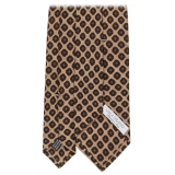Viola Milano - Cube Pattern Printed Italian Wool Tie - Sand - Handmade in Italy - Luxury Exclusive Collection