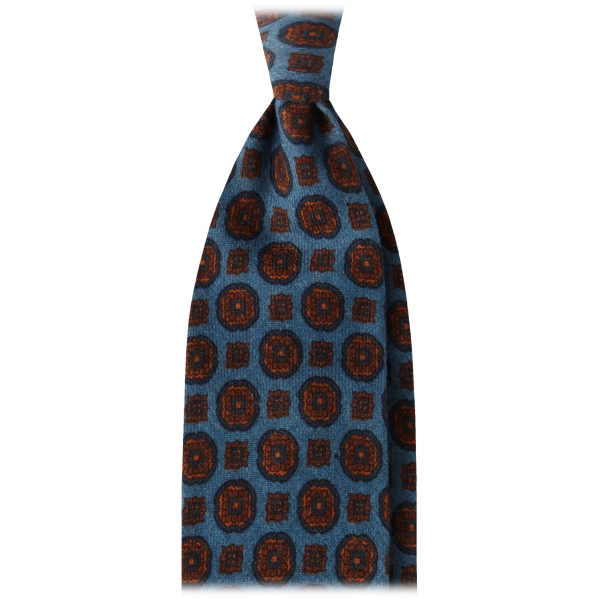Viola Milano - Flower Printed Italian Wool Tie - Sea - Handmade in Italy - Luxury Exclusive Collection