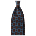 Viola Milano - Flower Printed Italian Wool Tie - Sea - Handmade in Italy - Luxury Exclusive Collection