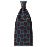 Viola Milano - Flower Printed Italian Wool Tie - Sea - Handmade in Italy - Luxury Exclusive Collection