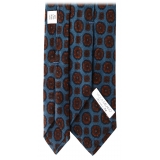 Viola Milano - Flower Printed Italian Wool Tie - Sea - Handmade in Italy - Luxury Exclusive Collection