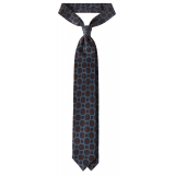 Viola Milano - Flower Printed Italian Wool Tie - Sea - Handmade in Italy - Luxury Exclusive Collection